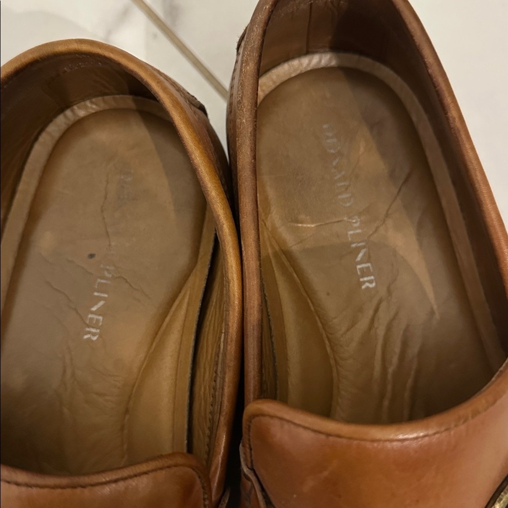Donald J. Pliner Tan Leather Slip-On Loafers - Picture 3 of 11